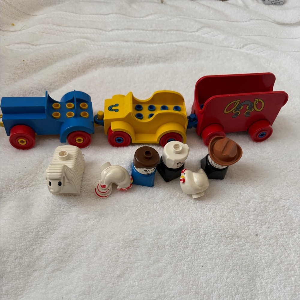 Vintage Duplo Lego Lot Farm Animals People Vehicle Set Rodeo